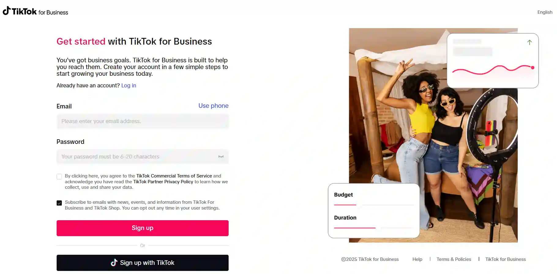 TikTok Marketing API application registration