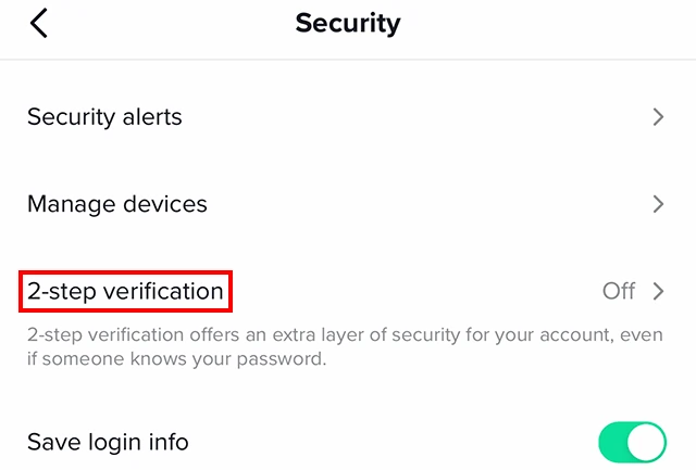 Enable two-factor authentication in TikTok Business