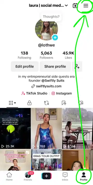 Open TikTok profile